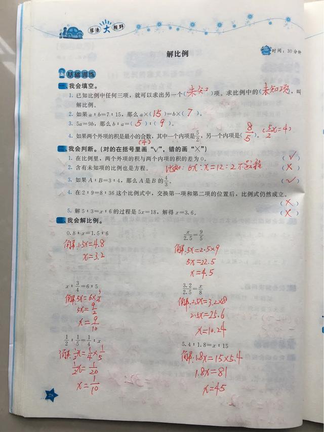 新人教版六下数学 学法大视野 28 33页答案 手写版 小初高题库试卷课件教案网