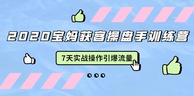 2020宝妈获客操盘手训练营：7天实战操作引流宝妈粉，引爆宝妈流量