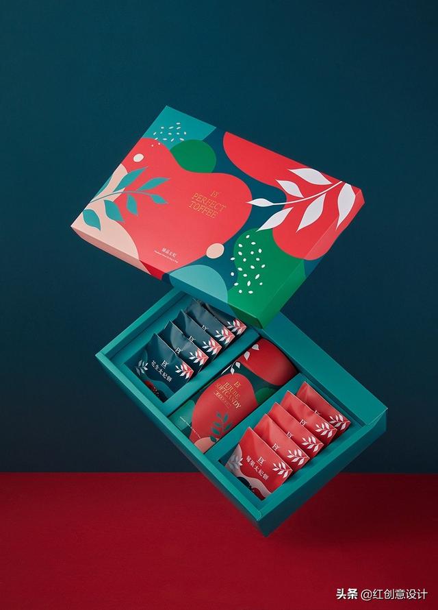 大红大绿打造的现代、时尚糕点礼品盒包装设计(图5)