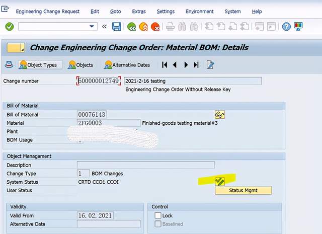 SAP PP使用ECR去修改BOM主資料