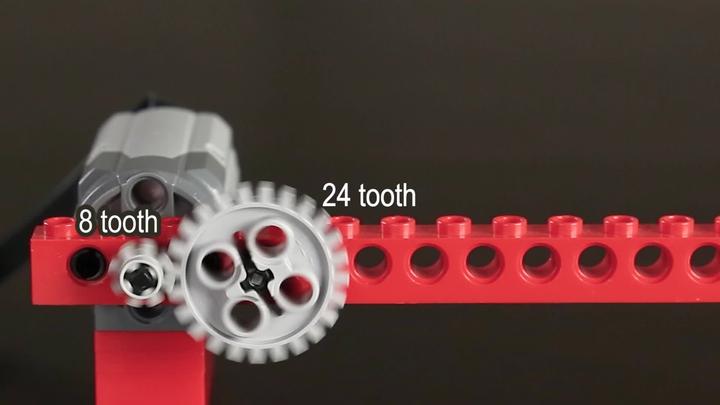 用乐高齿轮演示减速真会玩