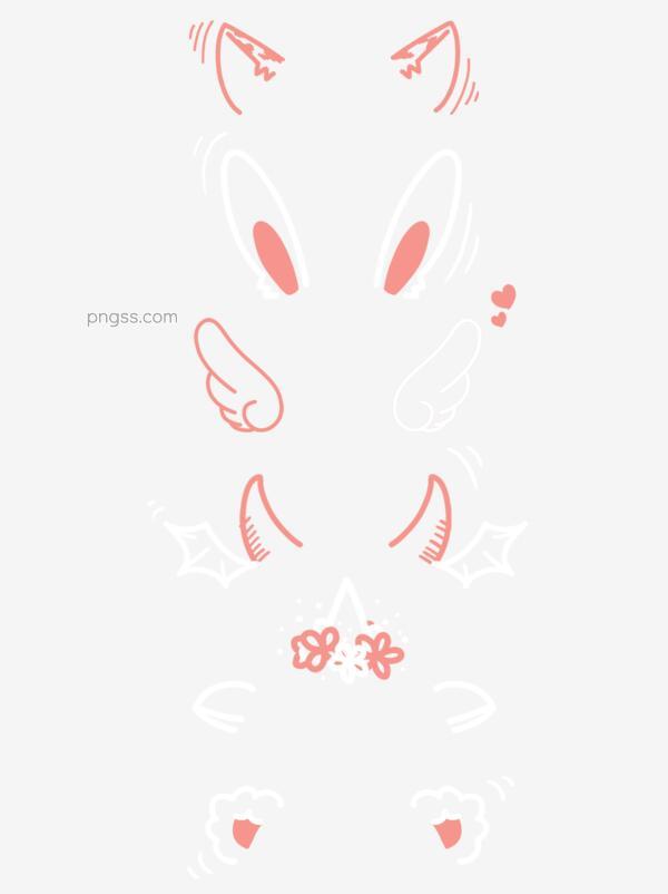 可爱卡通简单手绘猫耳兔耳装饰元素png搜索网 精选免抠素材 透明png图片分享下载 Pngss Com