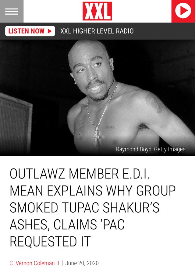 Tupac的骨灰被他兄弟卷成烟抽了，还有比这更硬核的吗？