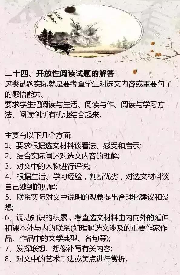 阅读理解的24个万能答题公式