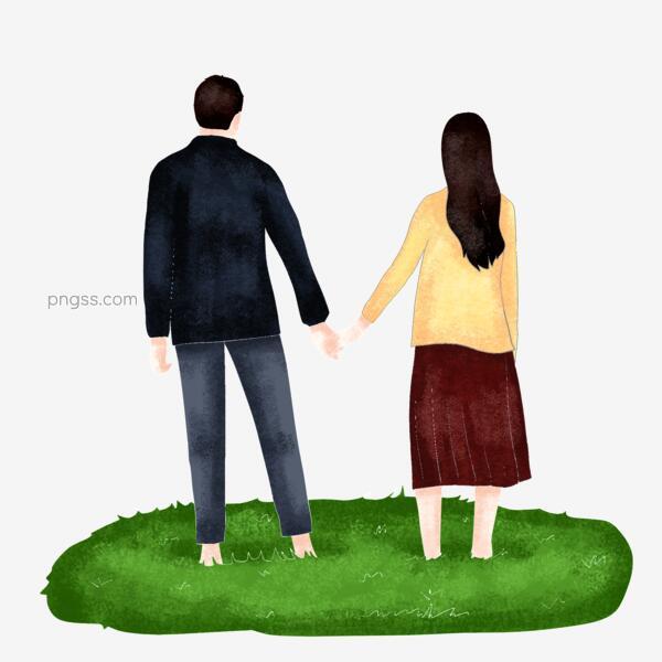 情人节情侣恋人手拉手背影扁平风小清新文艺手绘人物png搜索网 精选免抠素材 透明png图片分享下载 Pngss Com