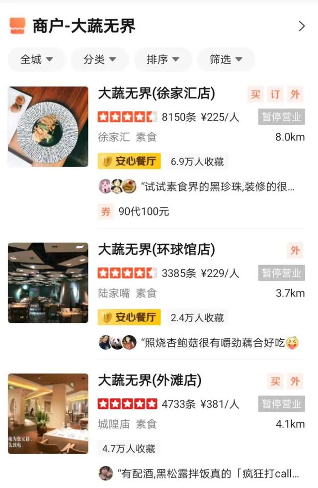 大蔬无界3家门店暂停营业 这4个问题导致素食餐厅连锁难 Cbndata