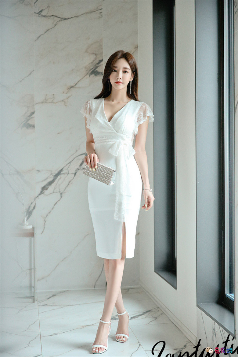 孙允珠丨白絮天使雪纺童话不对称衣裙