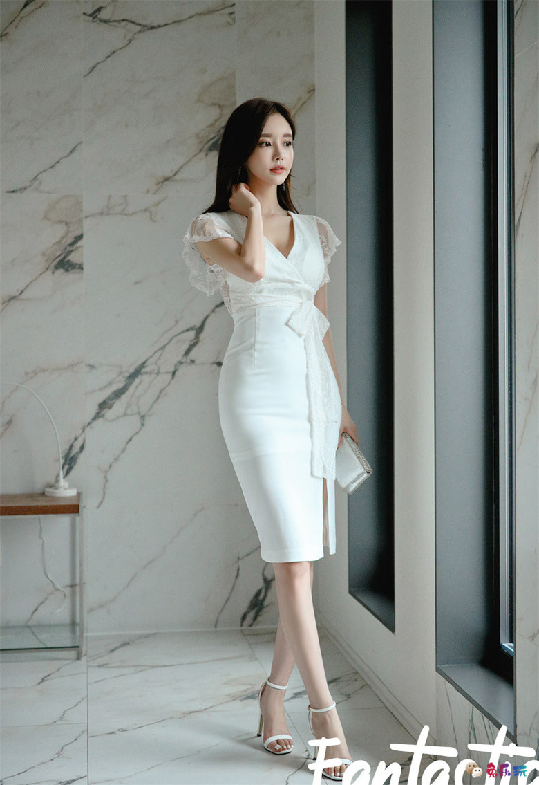 孙允珠丨白絮天使雪纺童话不对称衣裙