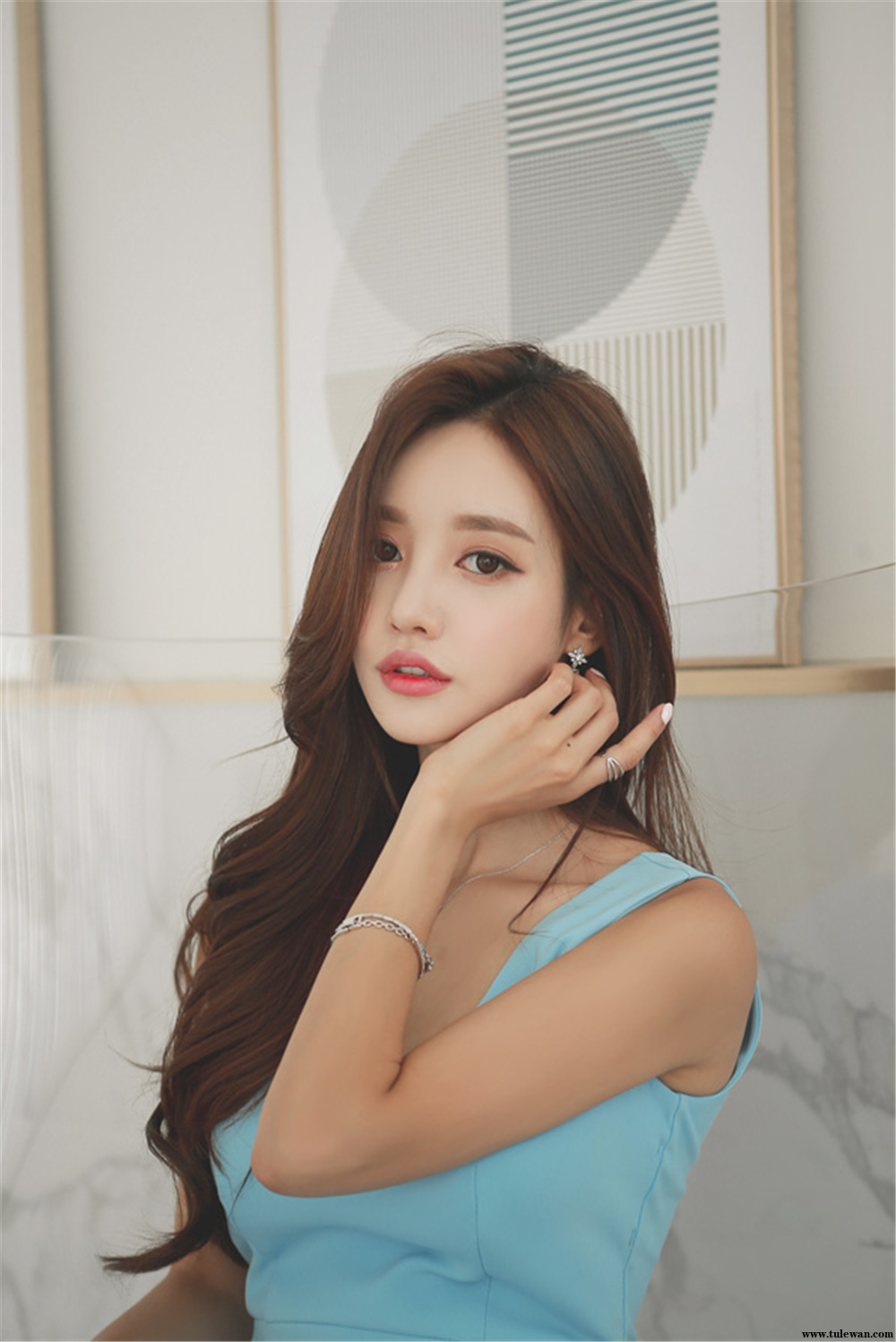 孙允珠丨蓝香橙缥色琉璃石晶鱼尾摆裙