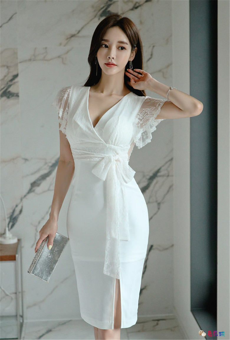 孙允珠丨白絮天使雪纺童话不对称衣裙