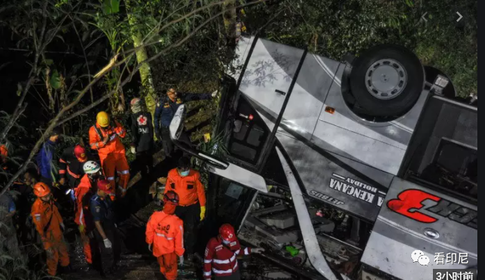 印尼一大巴车坠崖，27人死亡插图