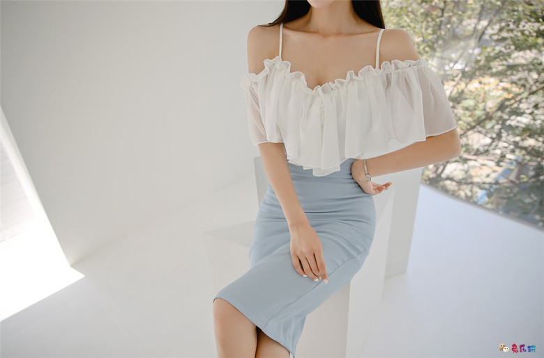 孙允珠丨潇湘幽篁碧波灵动层叠吊肩裙