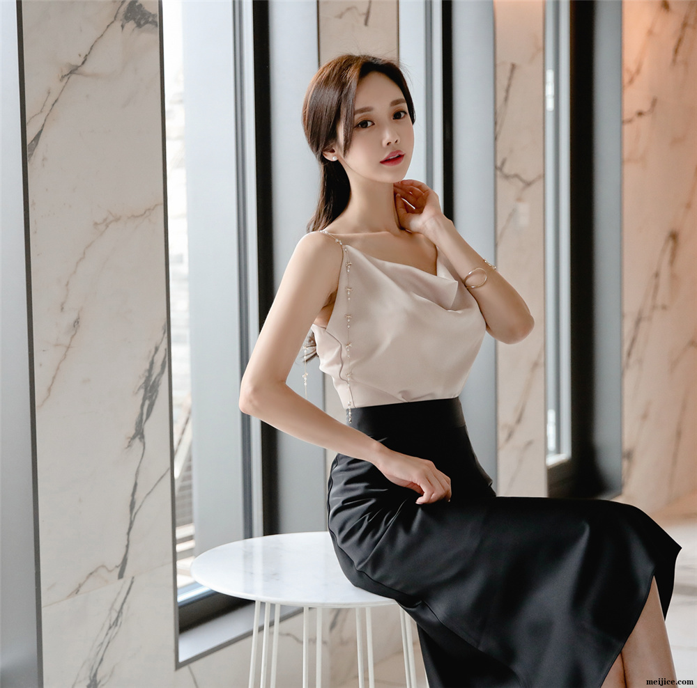 孙允珠丨钻石金露萤粉垂帘丝滑包臀裙 孙允珠专题写真