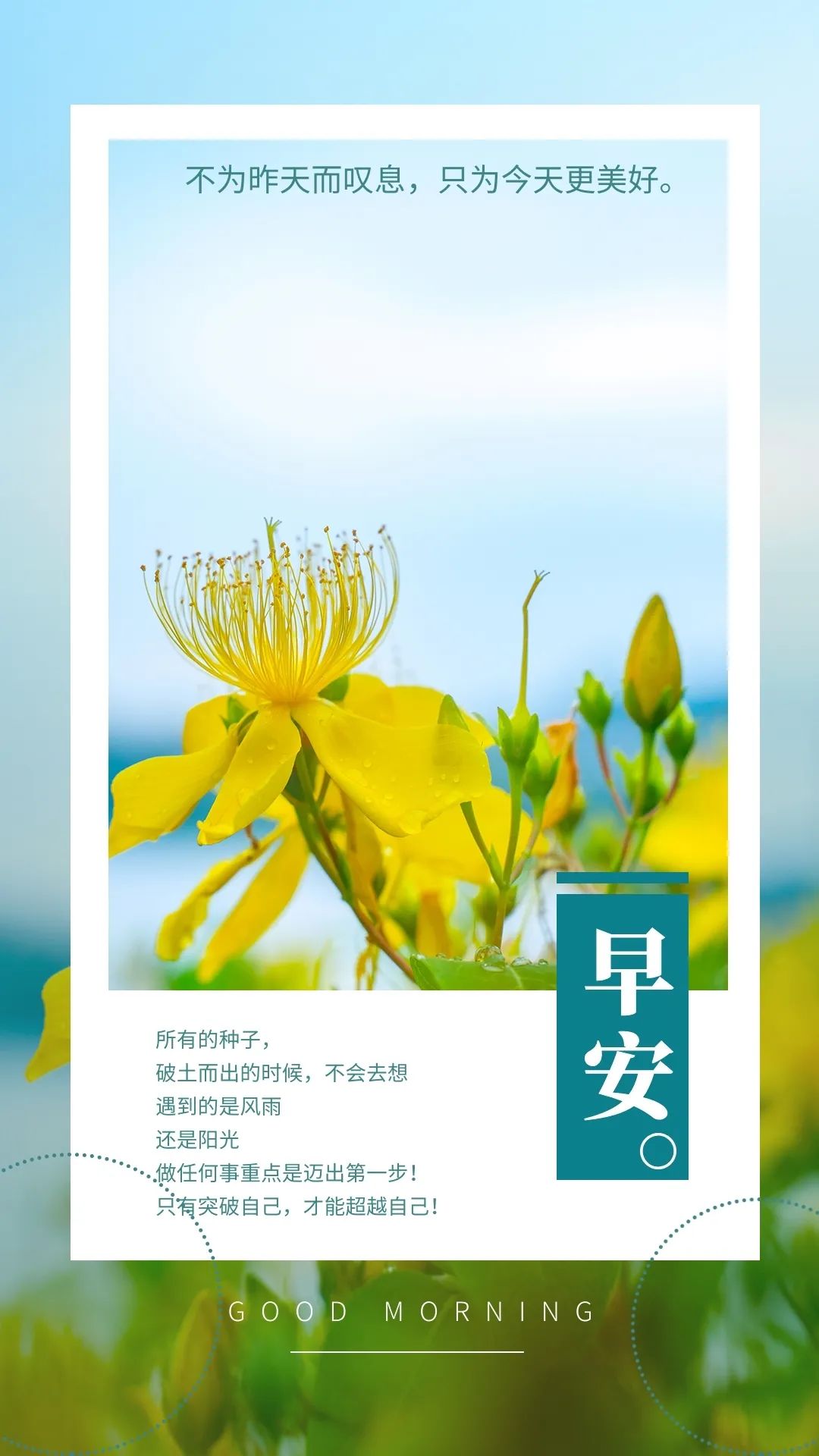 周末正能量早安图片日签说说：把梦想放在心底，化为最坚定的力量