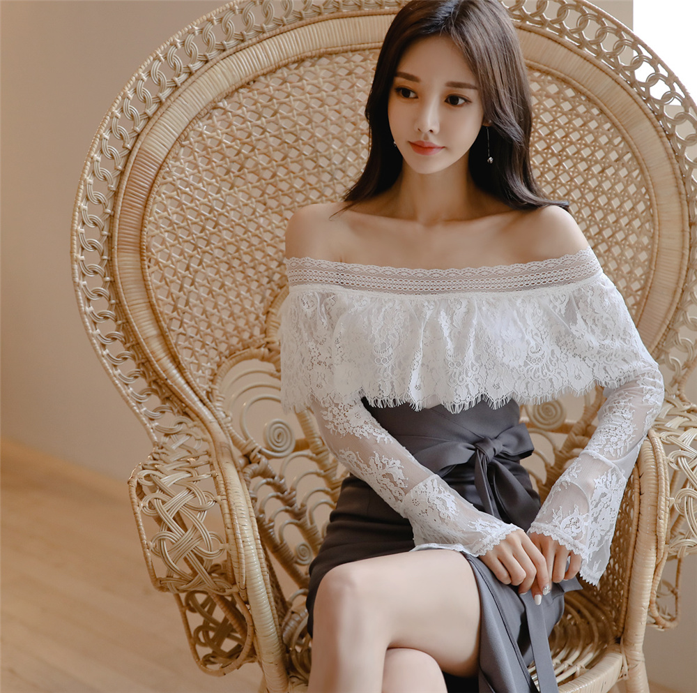 孙允珠丨雅致清灰蕾丝层叠镂花拼搭裙