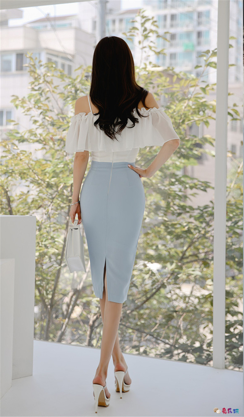 孙允珠丨潇湘幽篁碧波灵动层叠吊肩裙