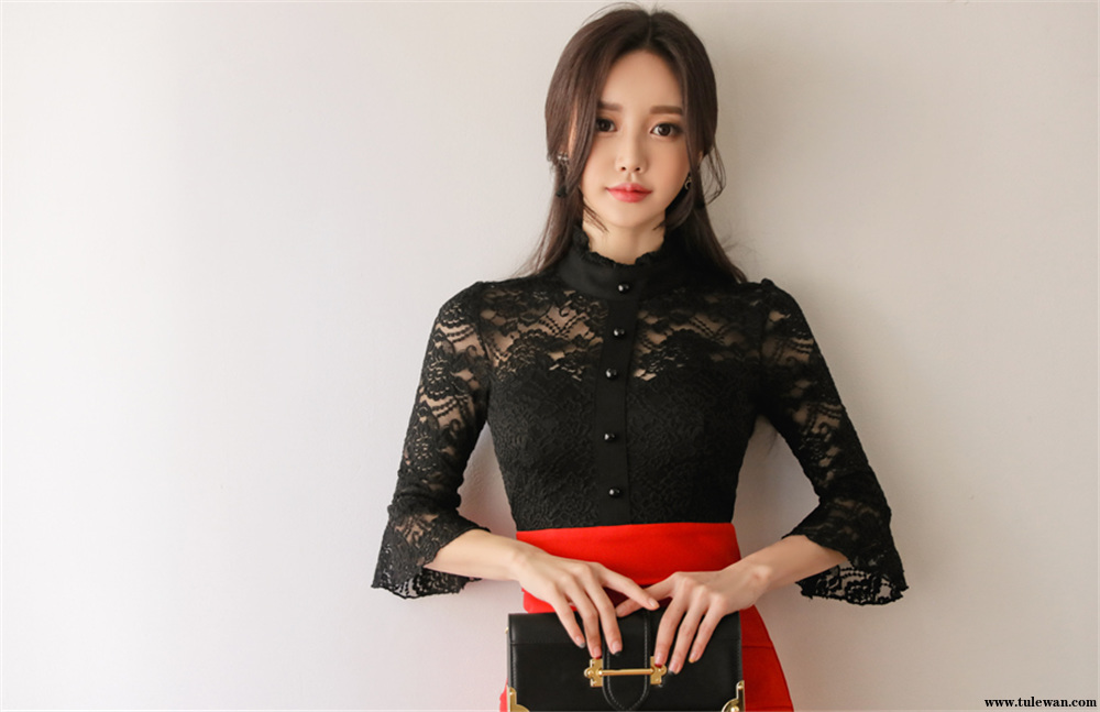 孙允珠丨黑蝴蝶华尔兹罗裳织莎镂空裙