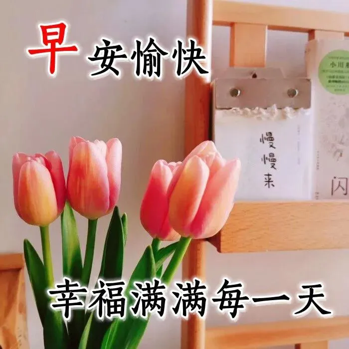 秋季秋日漂亮好看的早上好鲜花动态表情图片带字