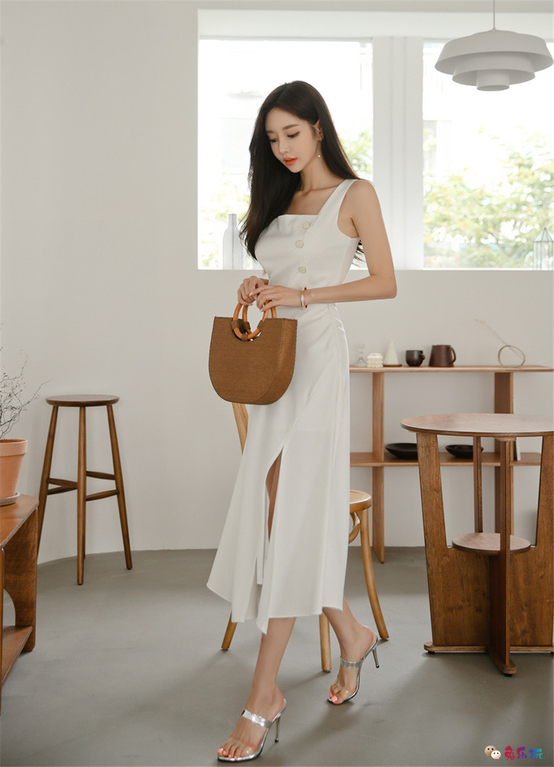 孙允珠丨幽韵垂帘亚麻田园风情连衣裙