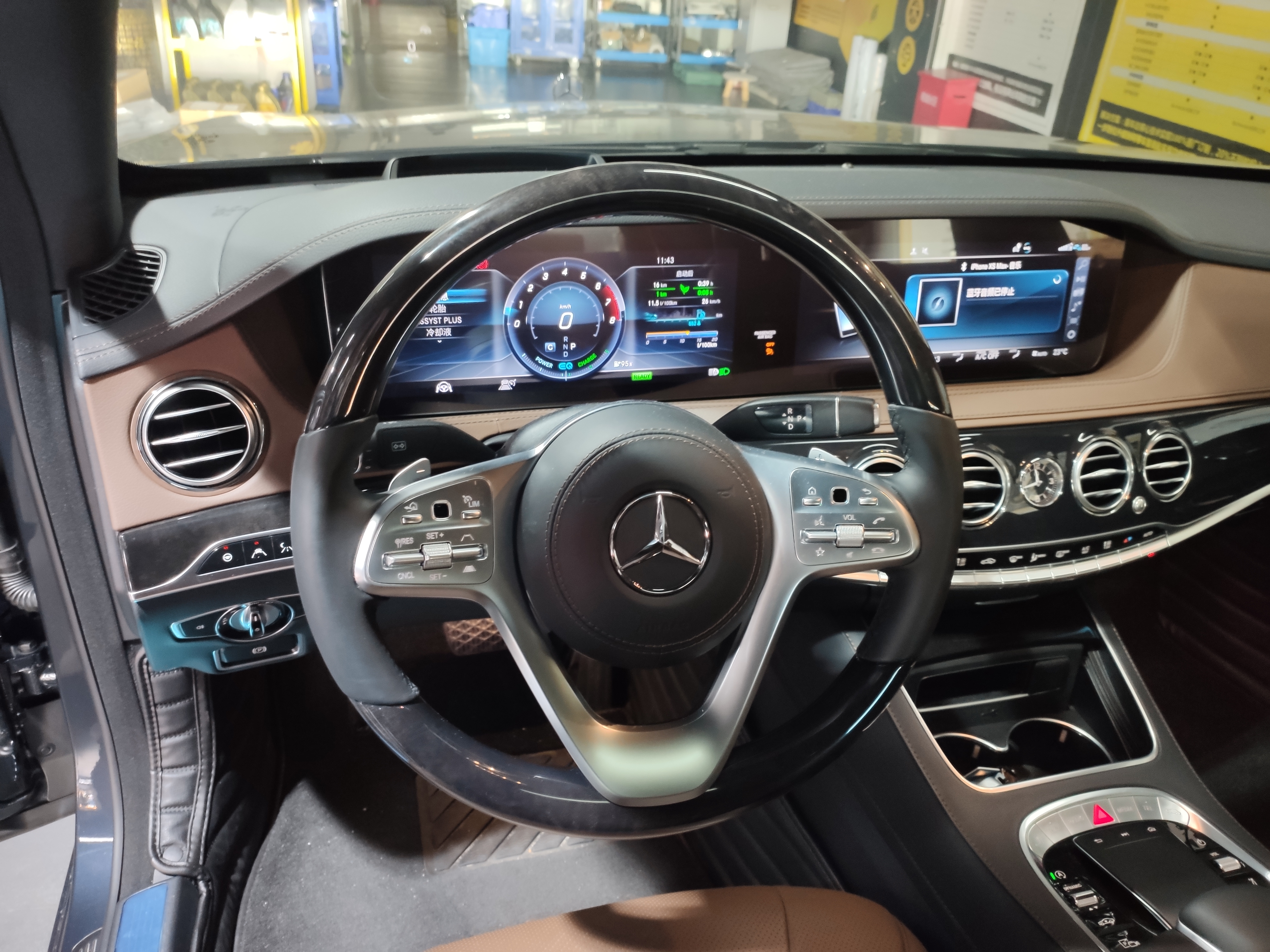 奔驰s320改450白杨木内饰,桃木方向盘